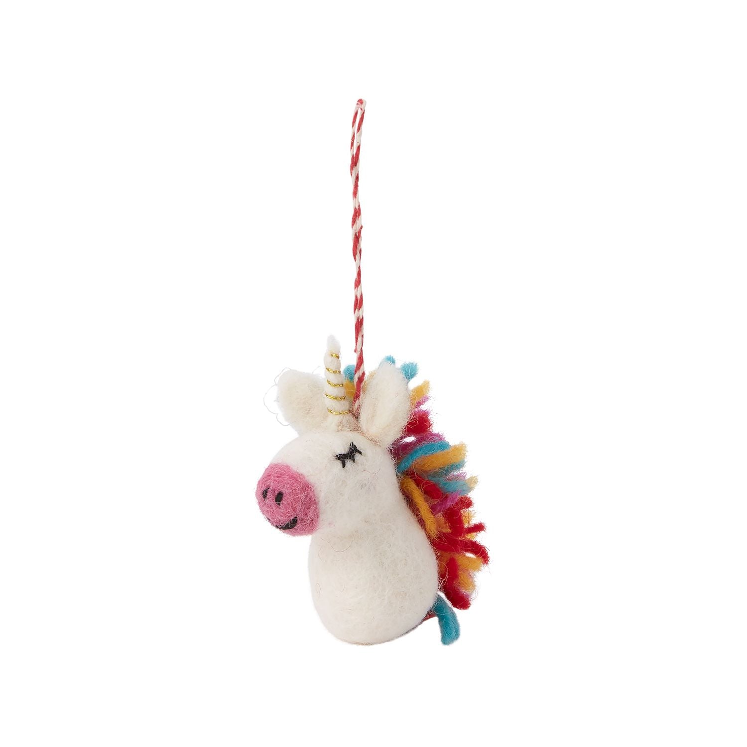 Felted Colorful Unicorn Christmas Tree Ornament
