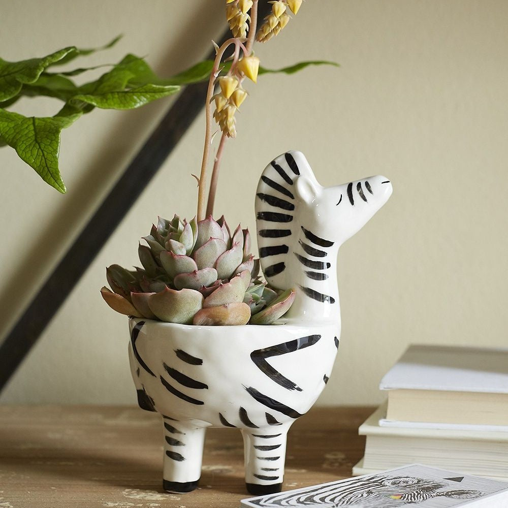 Zebra Ceramic Planter Pot