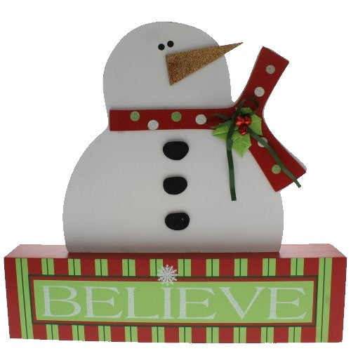 Snowman Believe Shelf Sitter Sign