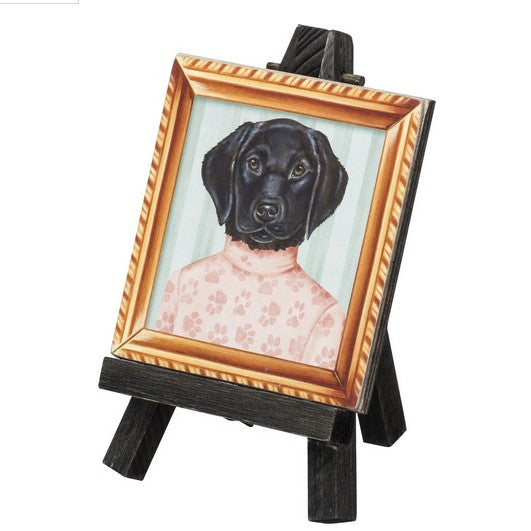 Black Labrador Dog Easel Art