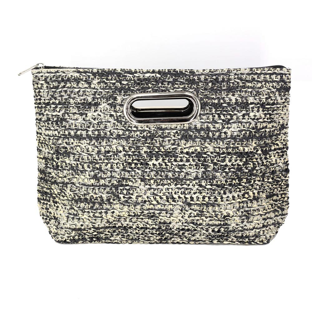Straw Clutch Purse Bag (Black)