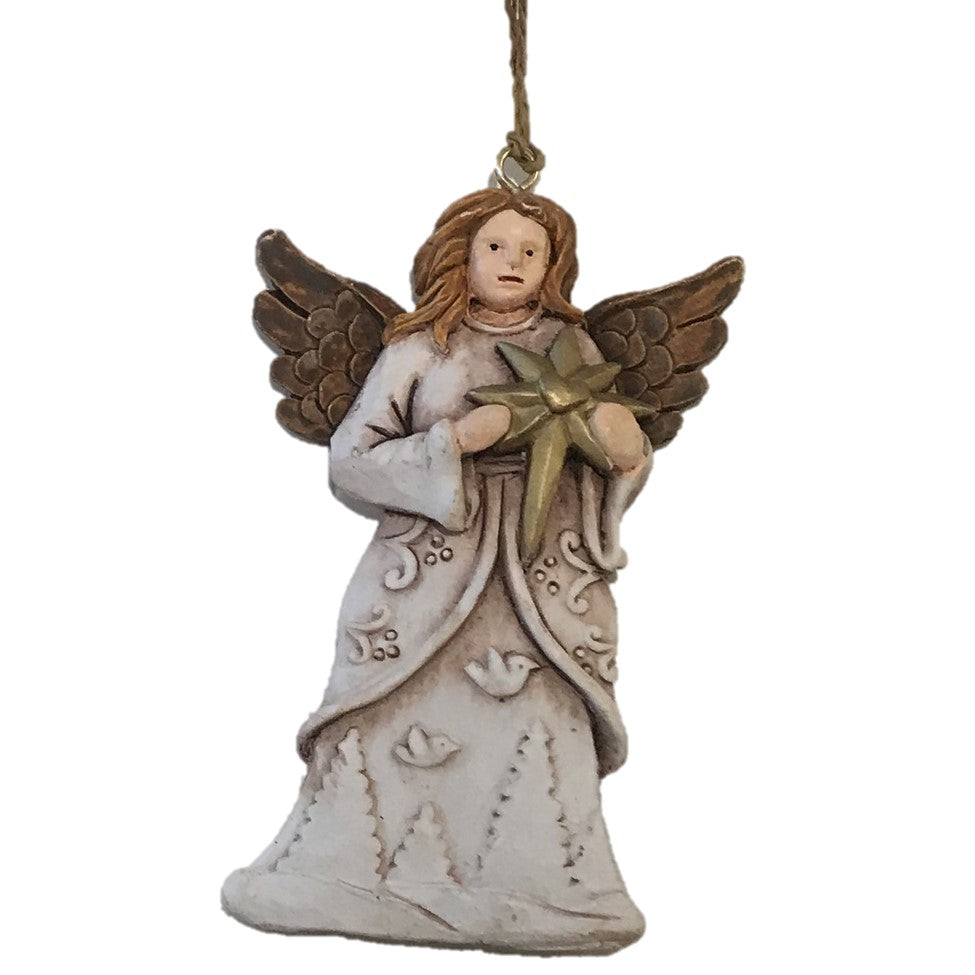 Carved Look Christmas Tree Ornament (Angel with Star)