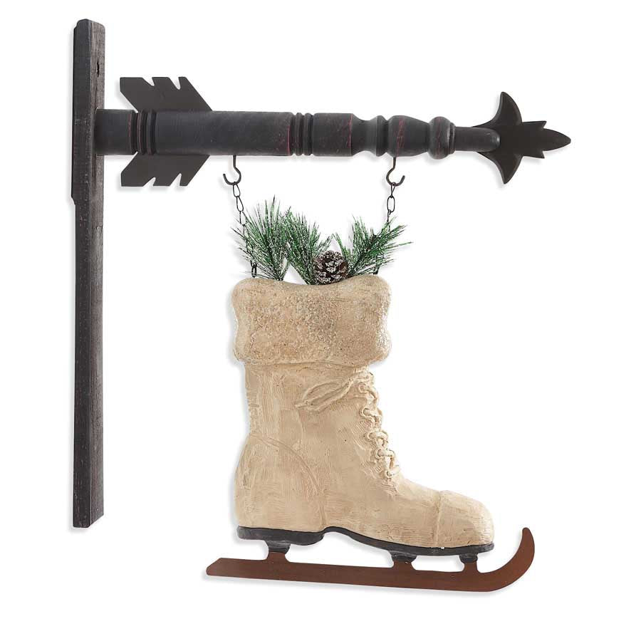 Ice Skate with Pine Greenery Arrow Replacement Sign