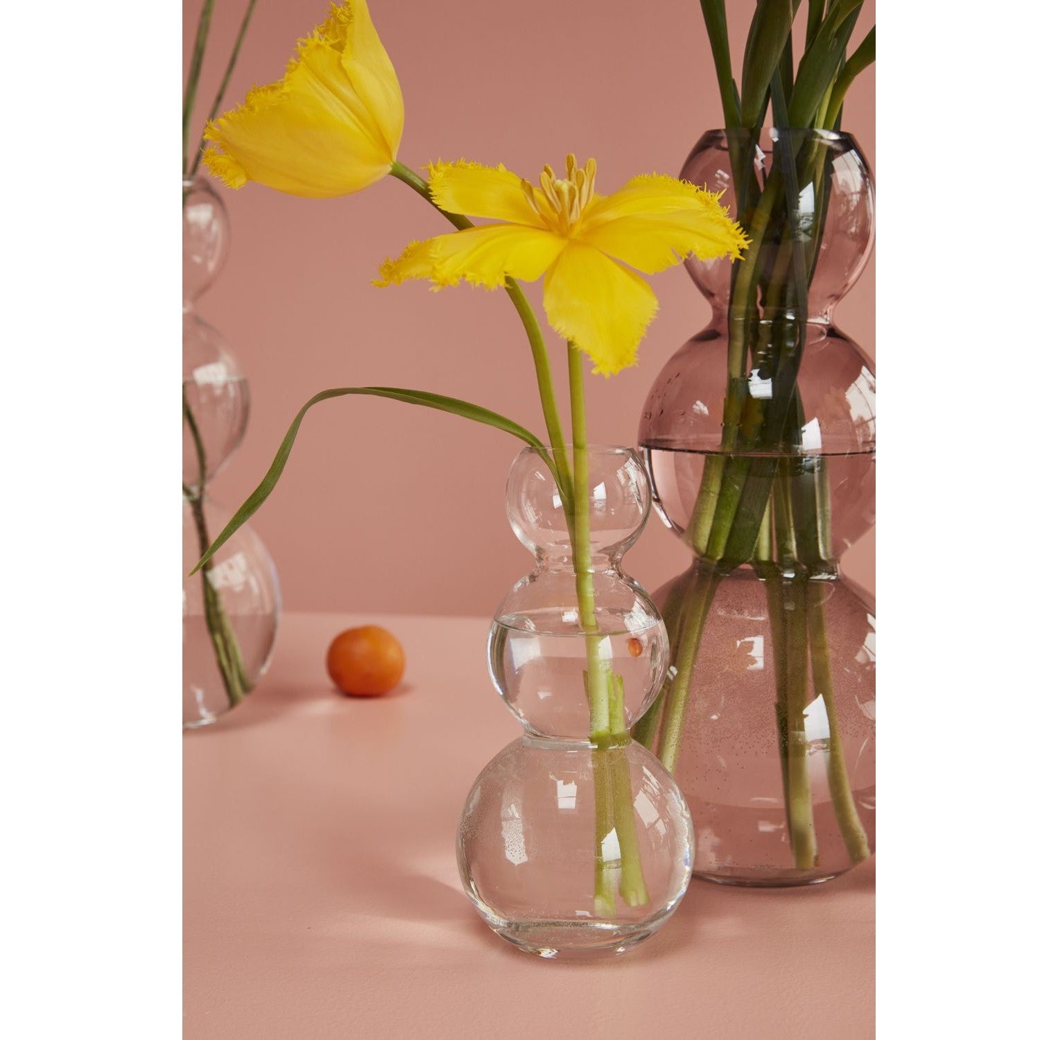 Clear Glass Triple Bubble Stacked Vase (short)