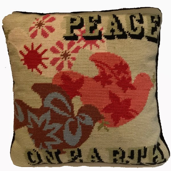 Needlepoint Peace on Earth Pillow