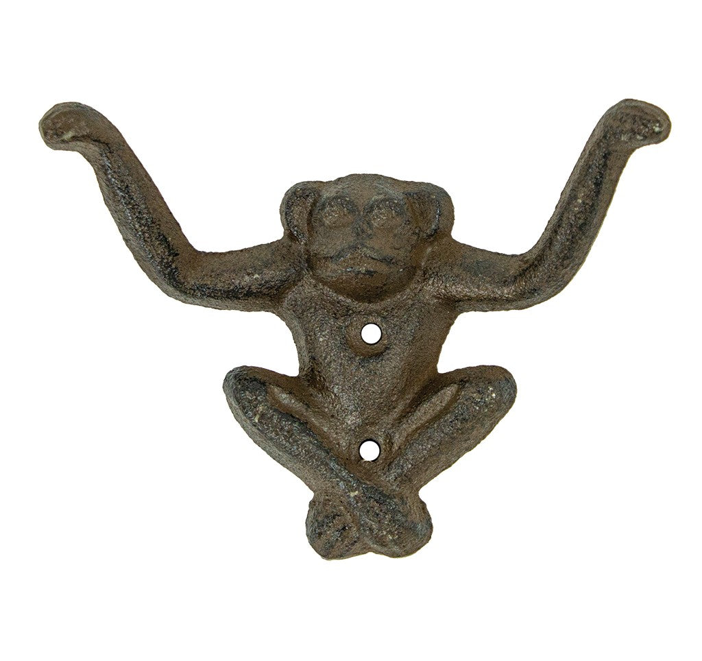 Monkey Double Wall Hook Cast Iron Coat Towel Key Hanger