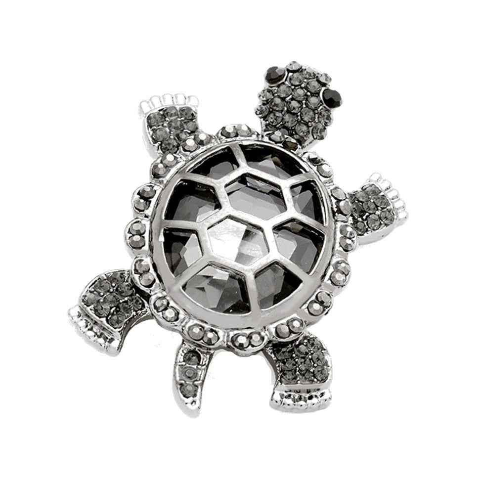 Rhinestone Paved Turtle Pin Brooch (Black)